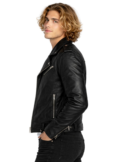 Leather Retail® Full Sleeve Solid Jacket for Men's Biker Style