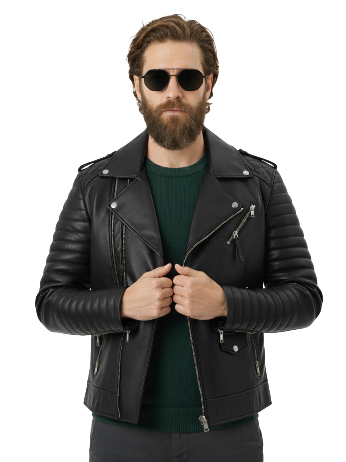 Leather Retail® Men's Faux Leather Motorcycle Fashion Biker Style ( LRAIM30BL )