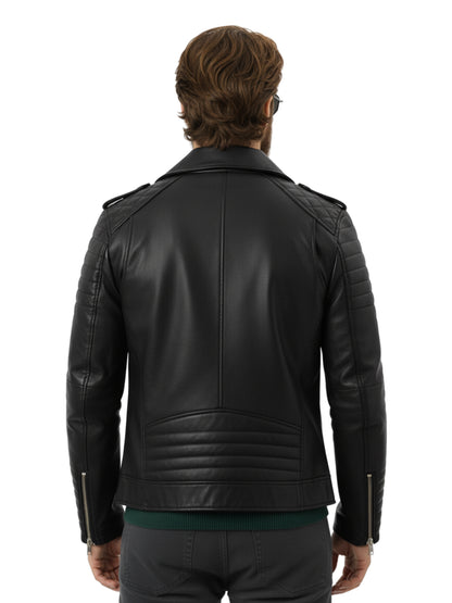 Leather Retail® Men's Faux Leather Motorcycle Fashion Biker Style ( LRAIM30BL )