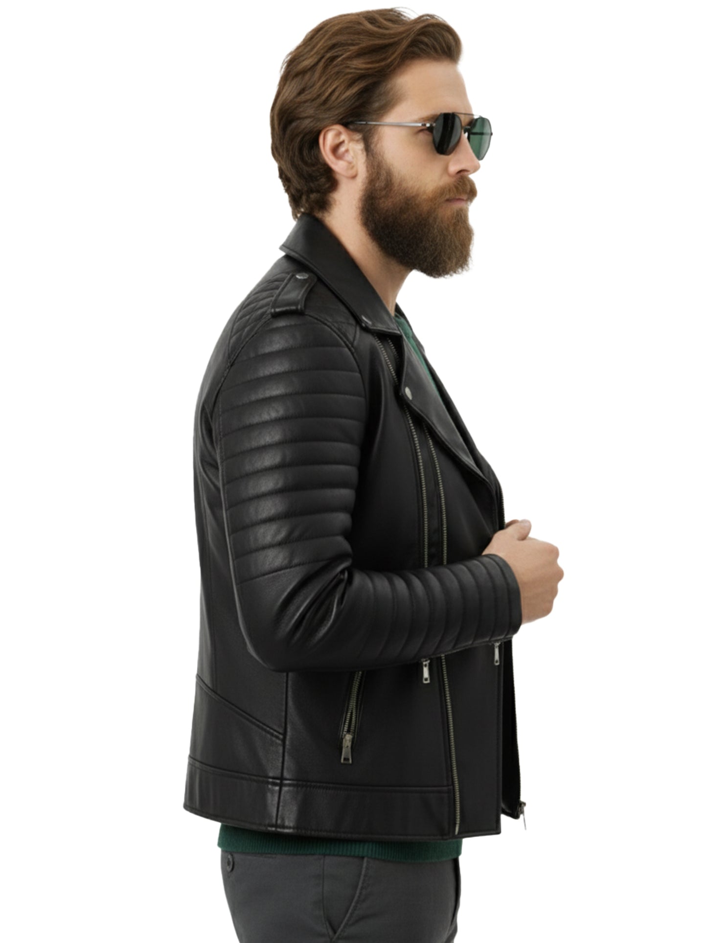 Leather Retail® Men's Faux Leather Motorcycle Fashion Biker Style ( LRAIM30BL )