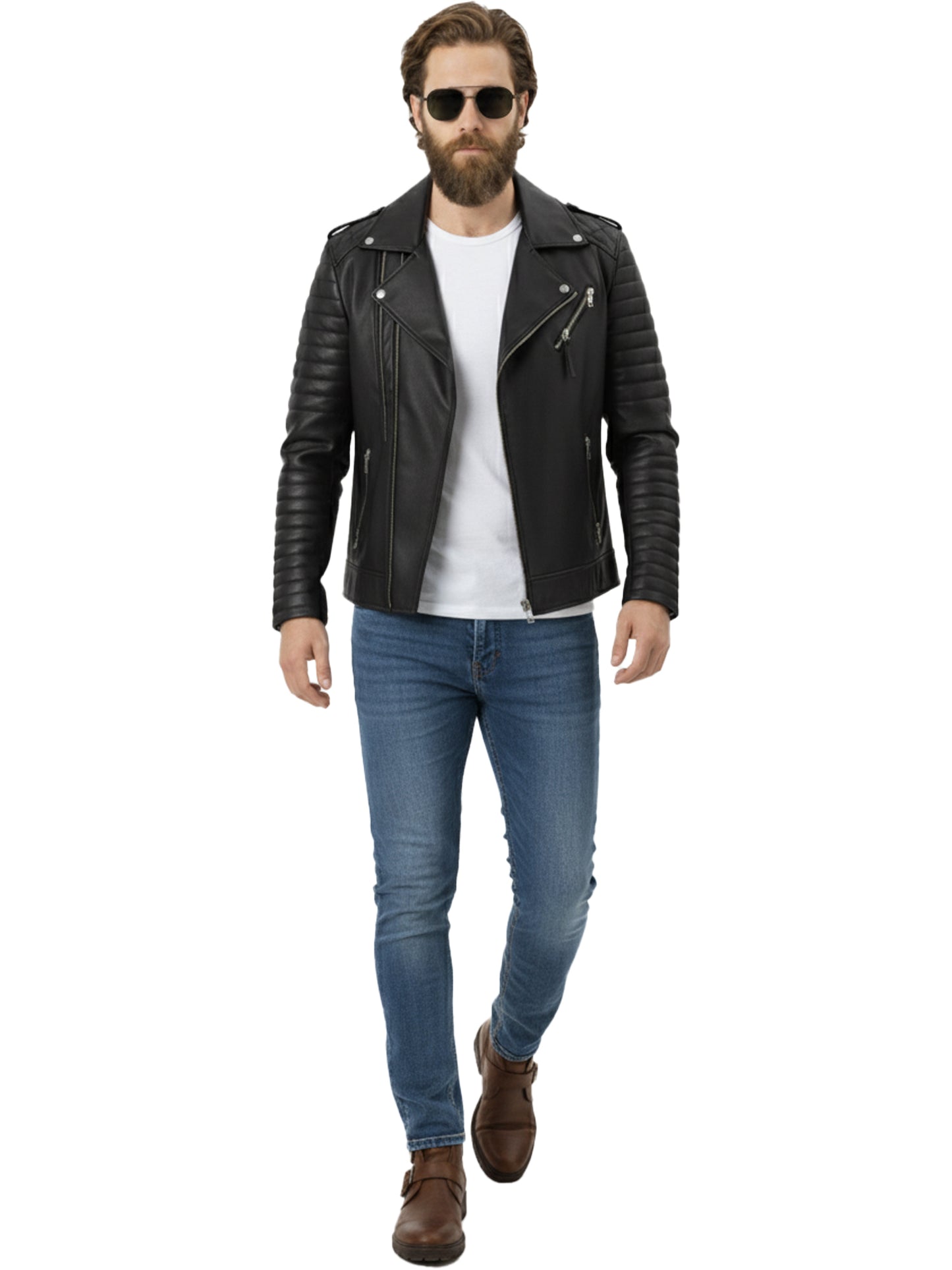Leather Retail® Men's Faux Leather Motorcycle Fashion Biker Style ( LRAIM30BL )