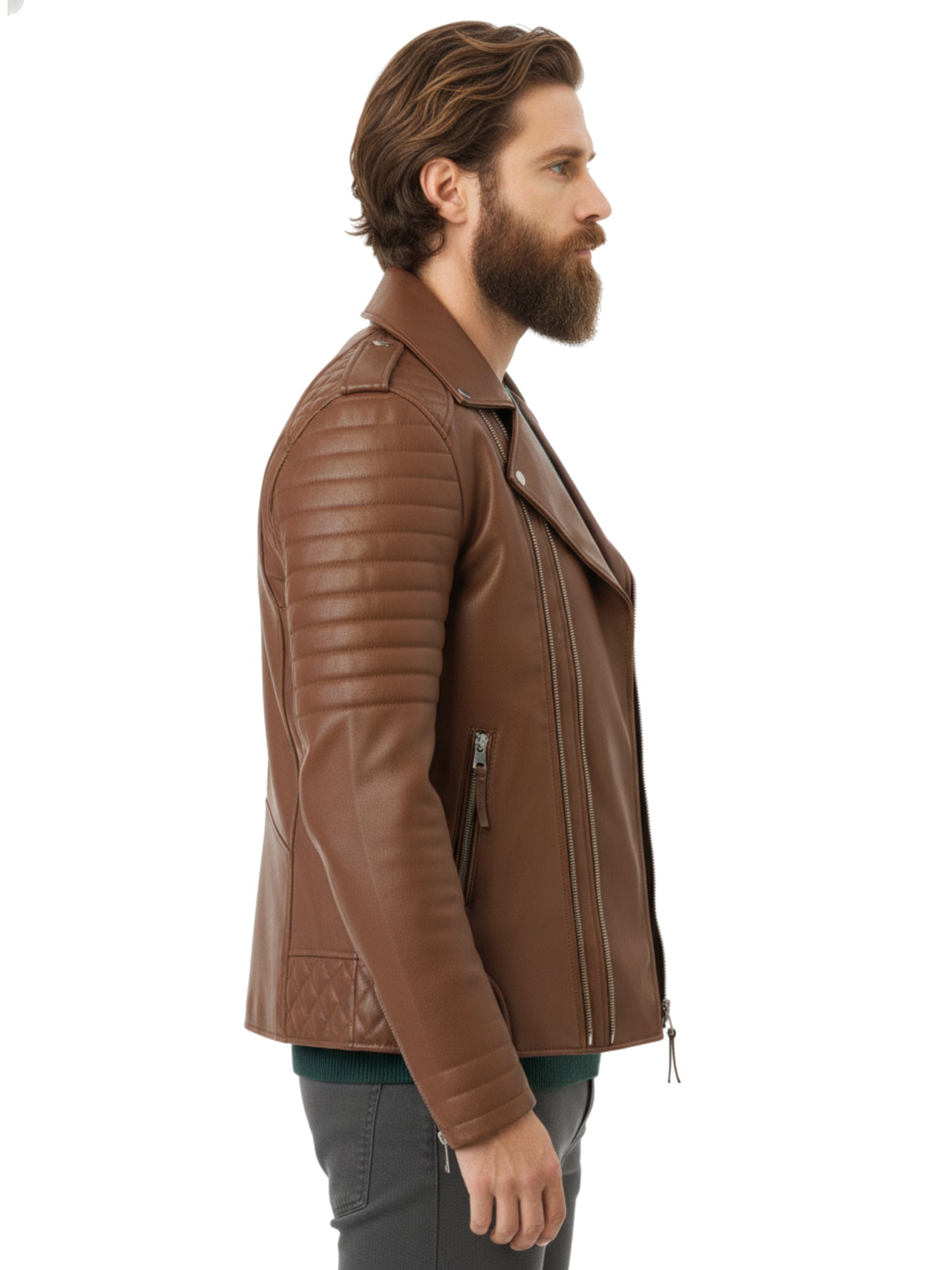 Leather Retail® Men's Solid Biker Jacket ( LRAIM30BR )