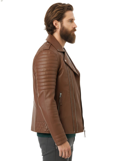Leather Retail® Men's Solid Biker Jacket ( LRAIM30BR )