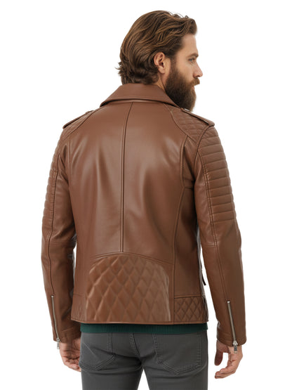 Leather Retail® Men's Solid Biker Jacket ( LRAIM30BR )