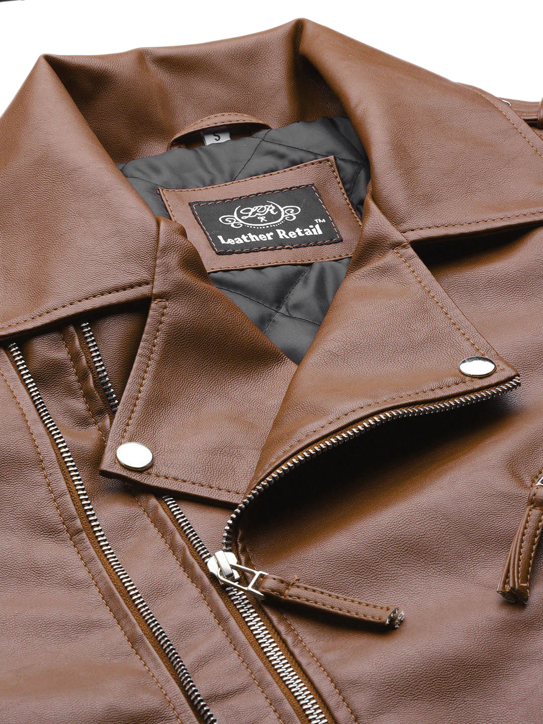 Leather Retail® Men's Solid Biker Jacket(LRM30BR)