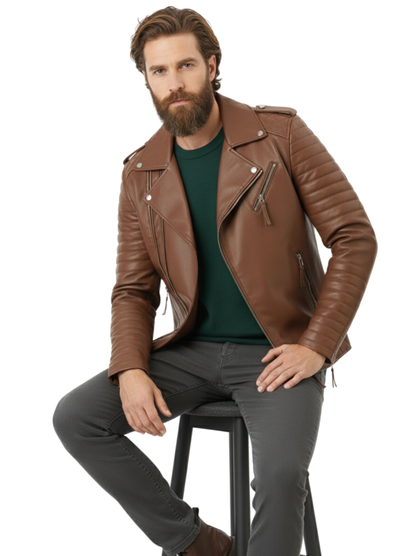 Leather Retail® Men's Solid Biker Jacket ( LRAIM30BR )