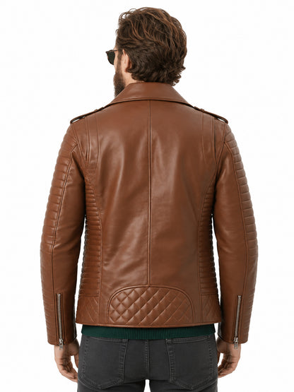 Leather Retail® Men's Solid Biker Jacket
