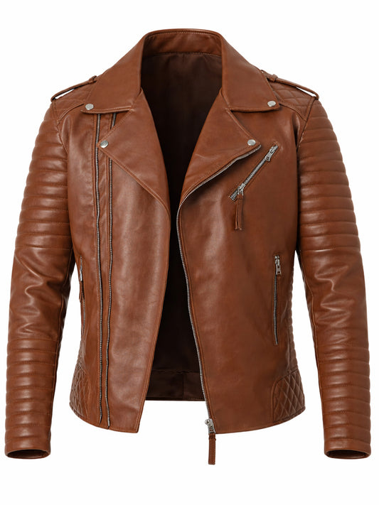 Leather Retail® Men's Solid Biker Jacket