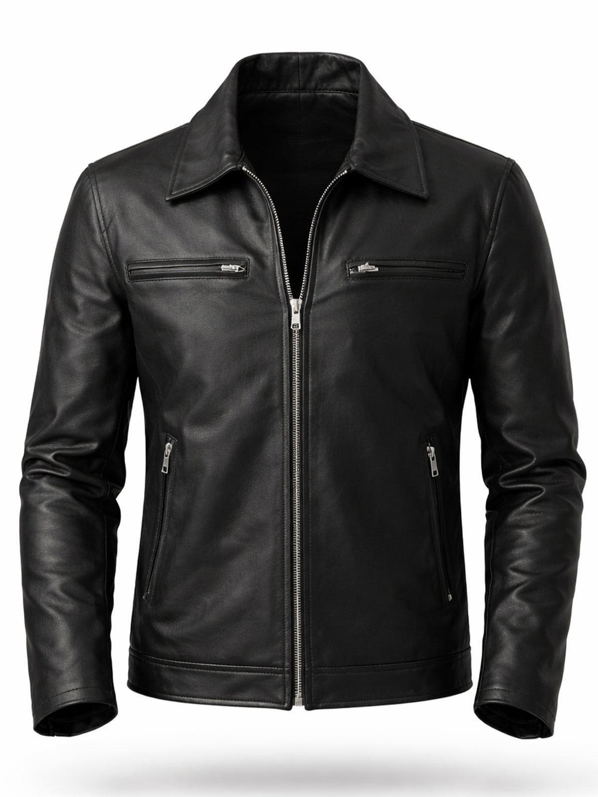 Leather Retail Men's Solid Biker Jacket