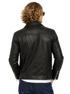 Leather Retail Men's Solid Biker Jacket (LRAIM33BL)