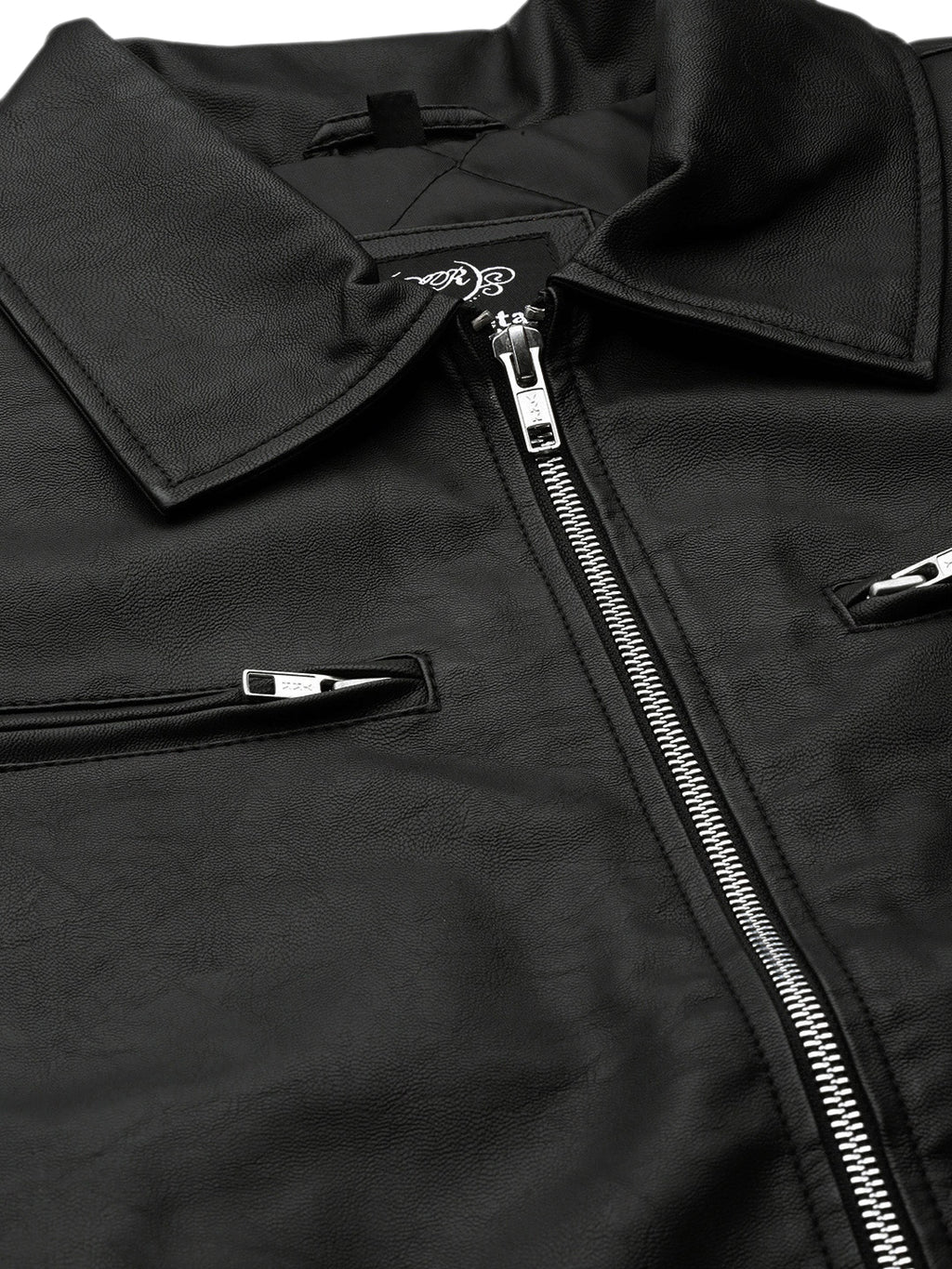 Leather Retail Men's Solid Biker Jacket (LRM33BL)