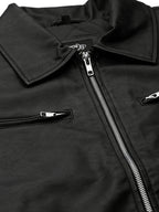 Leather Retail Men's Solid Biker Jacket (LRM33BL)