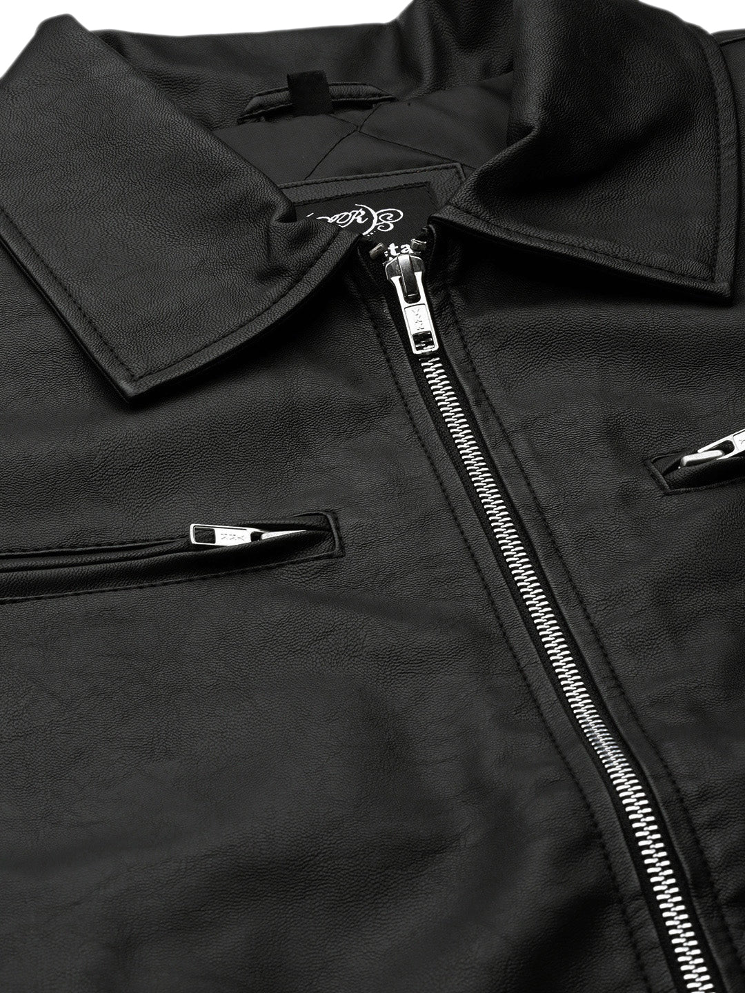 Leather Retail Men's Solid Biker Jacket (LRM33BL)