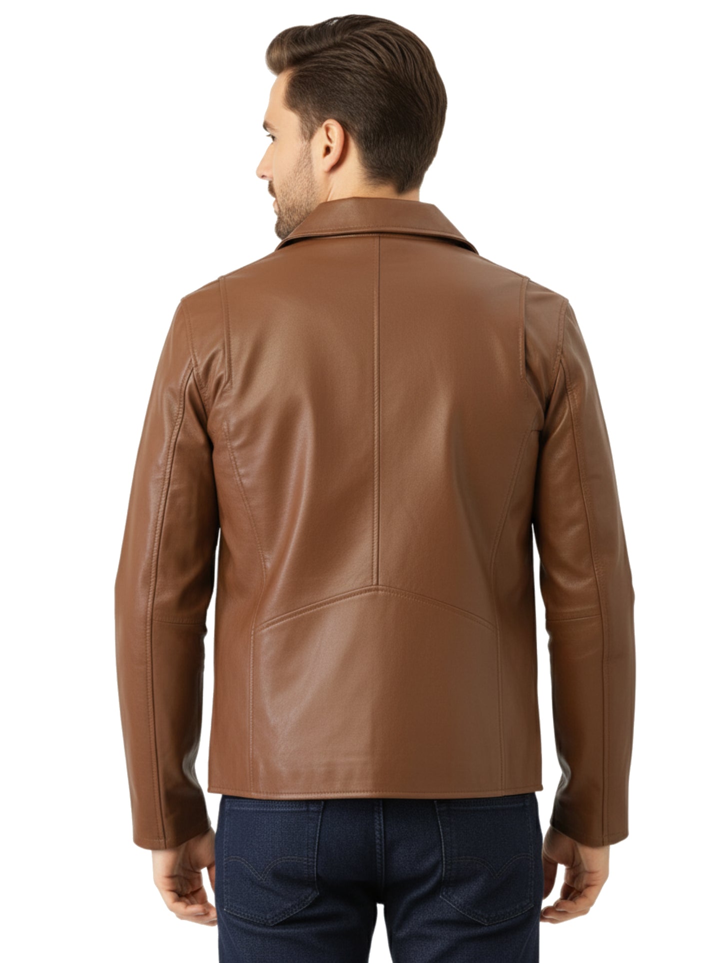 Leather Retail Men's Solid Biker Jacket ( LRAIM33BR )