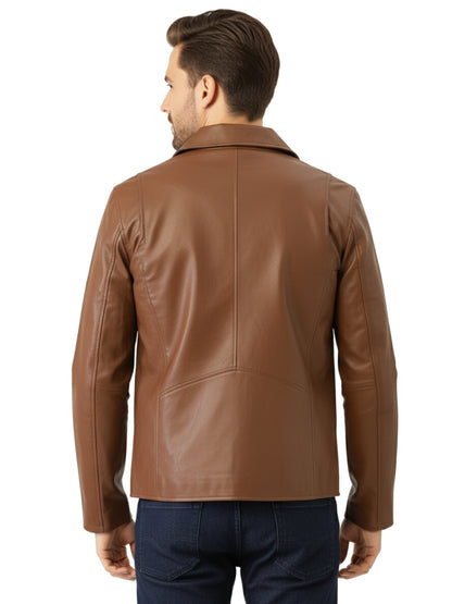 Leather Retail Men's Solid Biker Jacket ( LRAIM33BR )