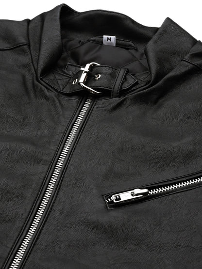 Leather Retail® Men's Faux Leather Motorcycle Fashion Biker Style(LRM34BL)