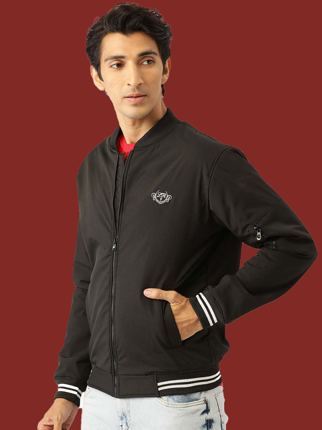 Leather Retail® Mens Black  Polyester Jacket for Men's  (LRM35BL)