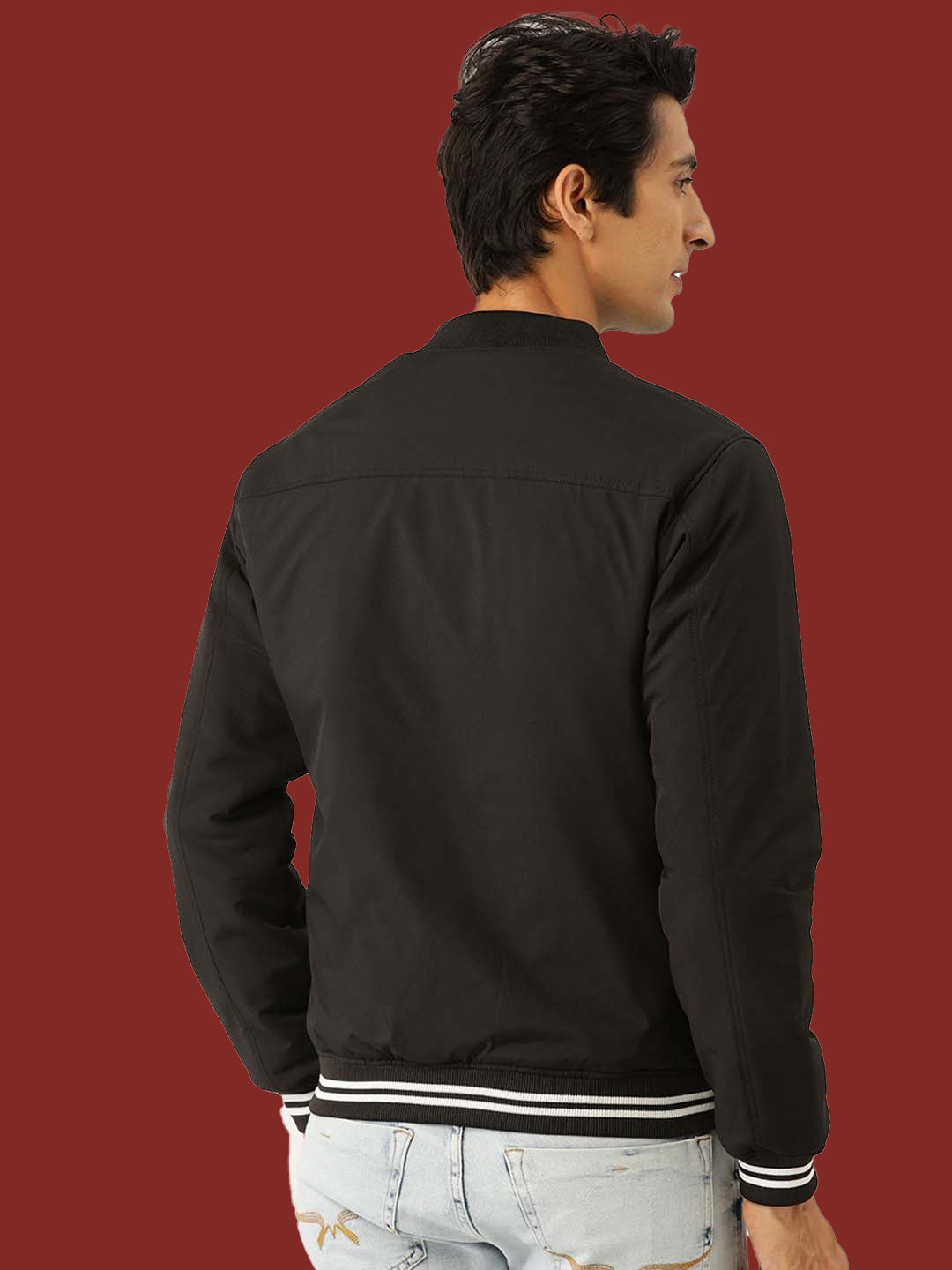 Leather Retail® Mens Black  Polyester Jacket for Men's  (LRM35BL)