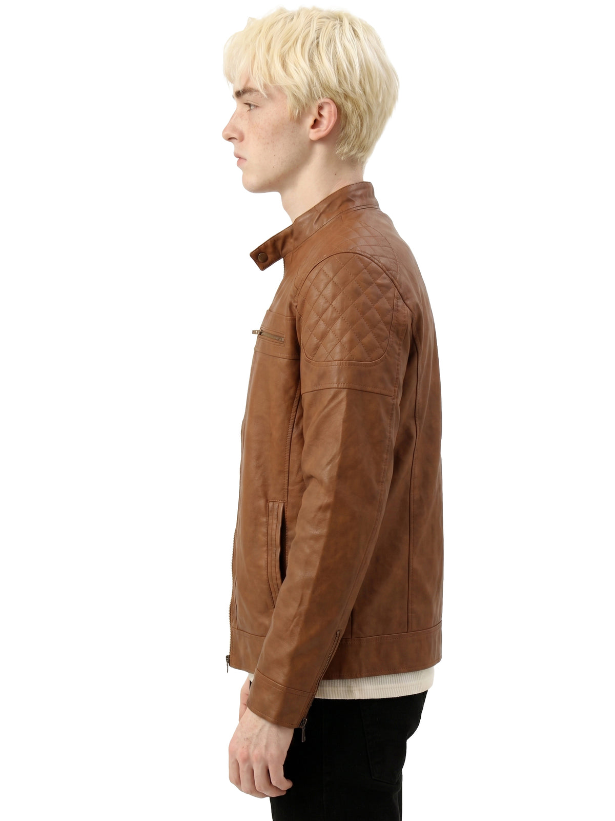 Leather Retail Biker Brown Jacket for Men's