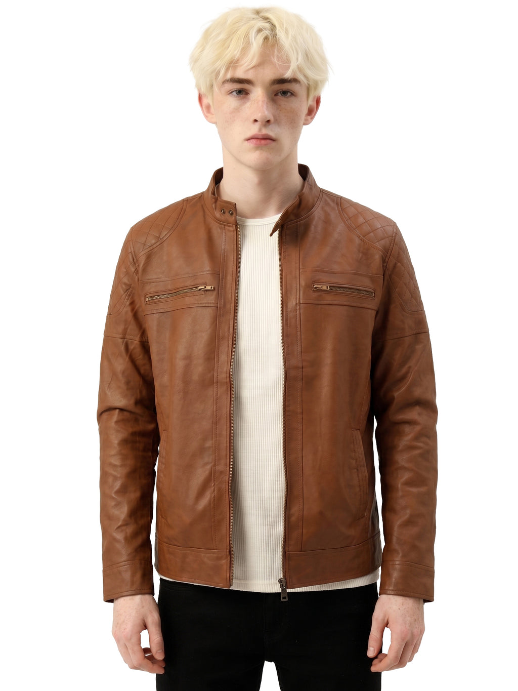 Leather Retail Biker Brown Jacket for Men's ( LRM38BR )