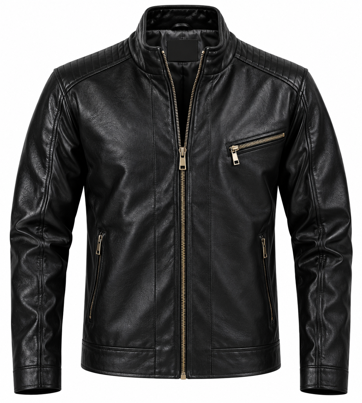 Leather Retail Full Sleeve Men's PU Black Jacket