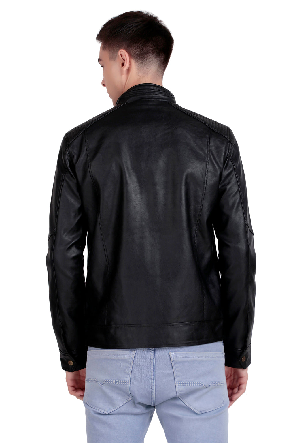 Leather Retail Full Sleeve Men's PU Black Jacket ( LRM48BL )