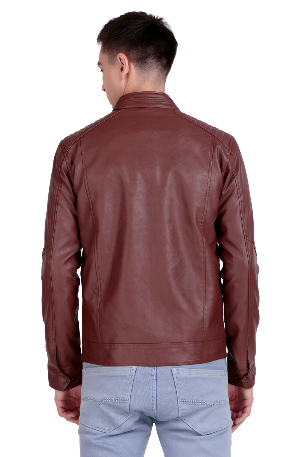Leather Retail Full Sleeve Men's PU Brown Jacket ( LRM48BR )