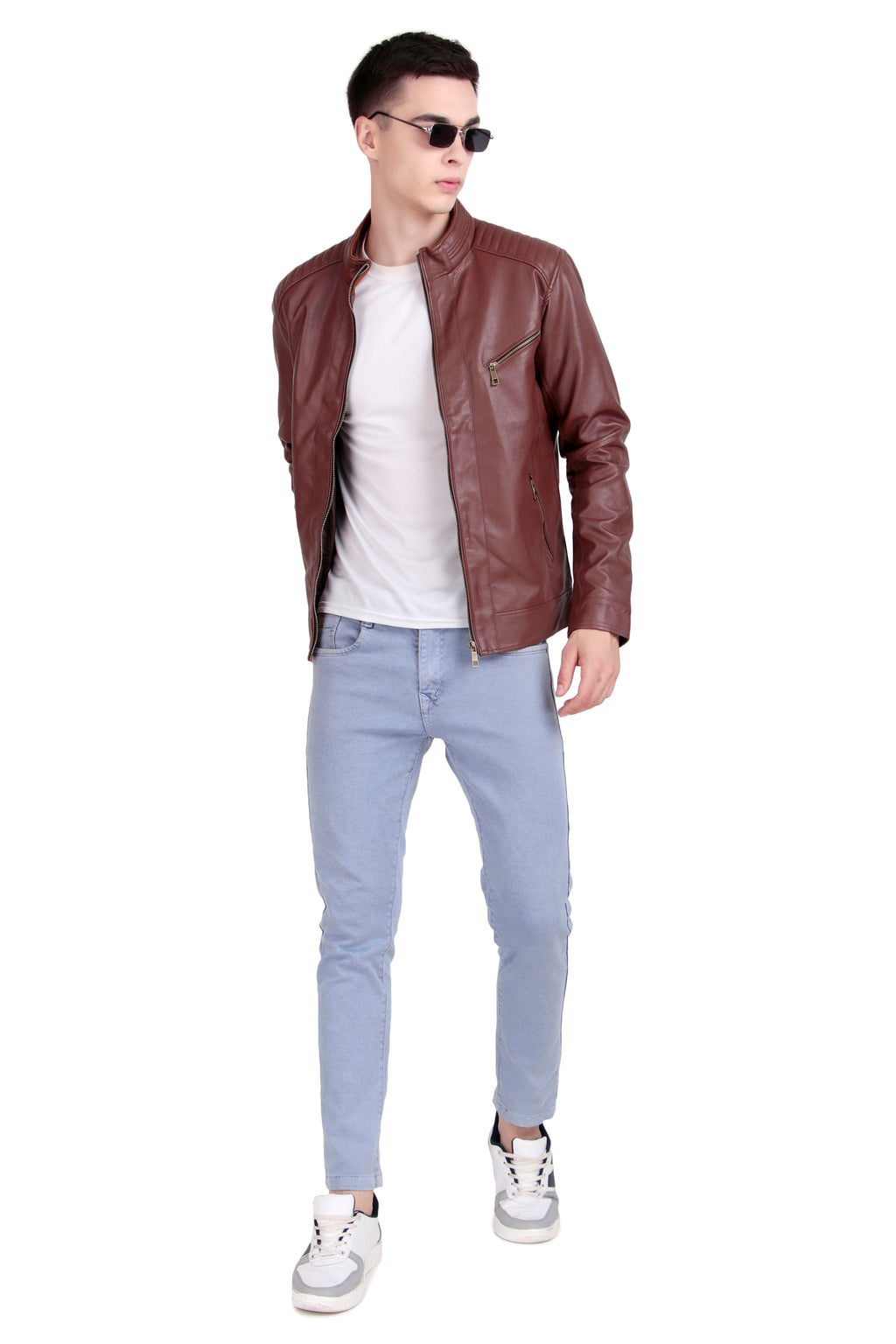 Leather Retail Full Sleeve Men's PU Brown Jacket ( LRM48BR )