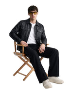 Leather Retail Black Faux Leather Jacket for Men's with Snap Button Closure ( LRM50BL )