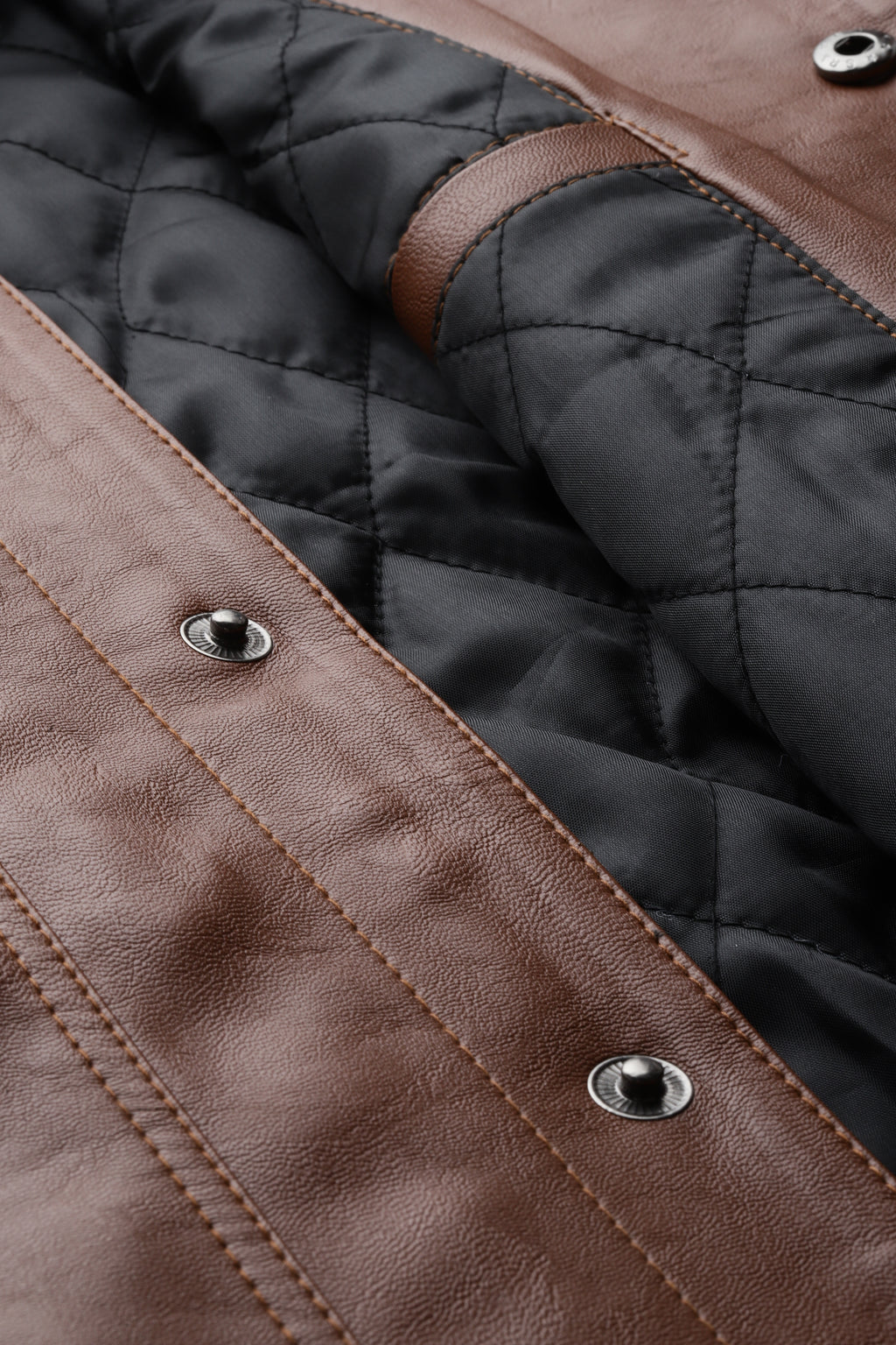 Leather Retail Brown Faux Leather Jacket for Men's with Snap Button Closure ( LRM50BR )