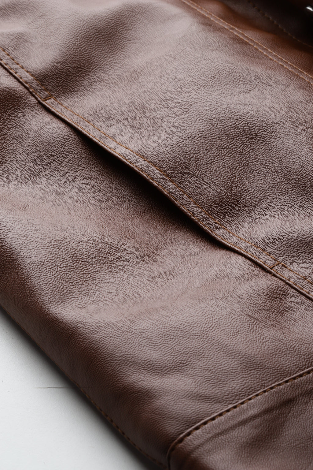 Leather Retail Brown Faux Leather Jacket for Men's with Snap Button Closure ( LRM50BR )