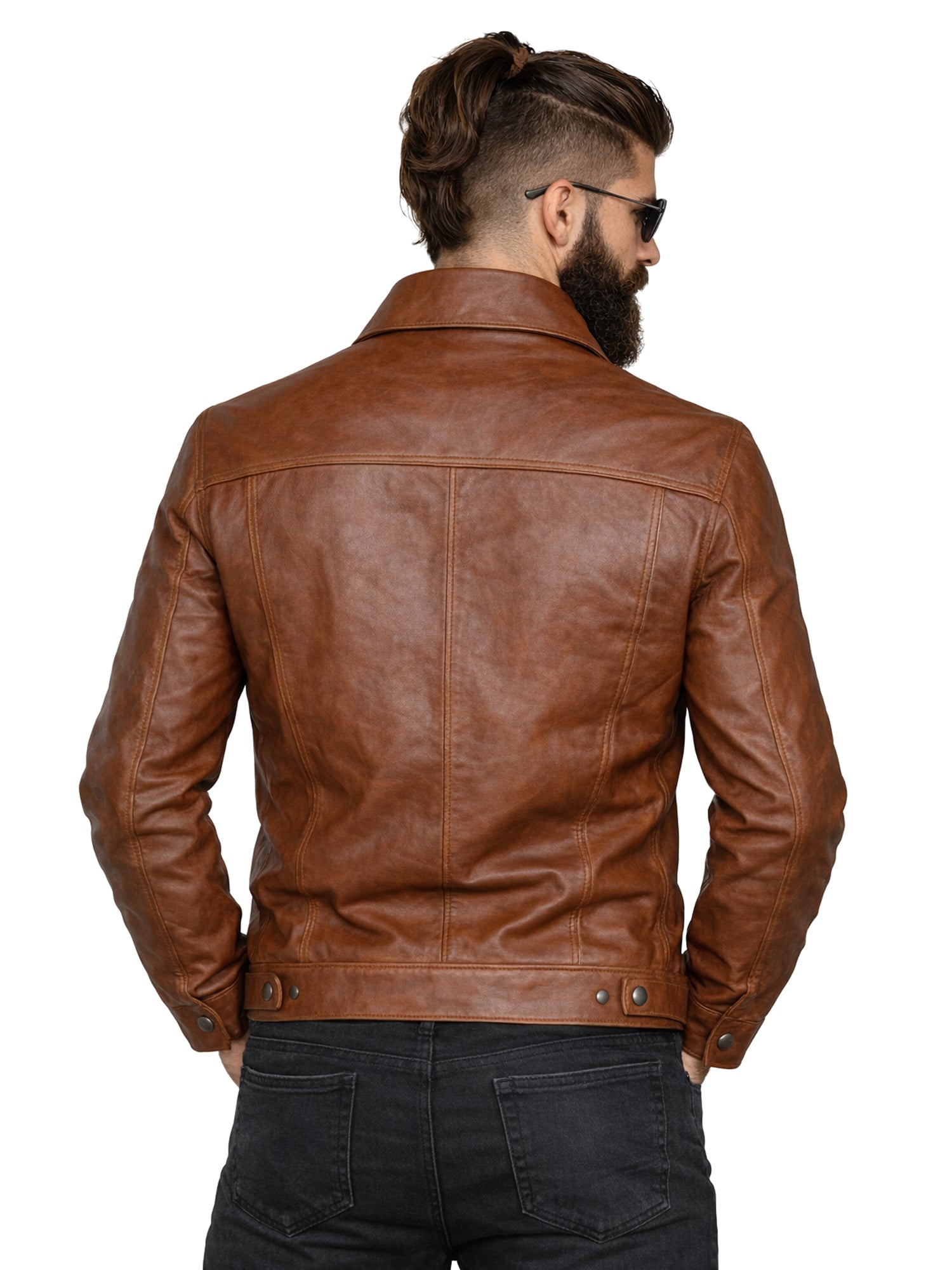Leather Retail Brown Faux Leather Jacket for Men's with Snap Button Closure( LRAIM50BR )