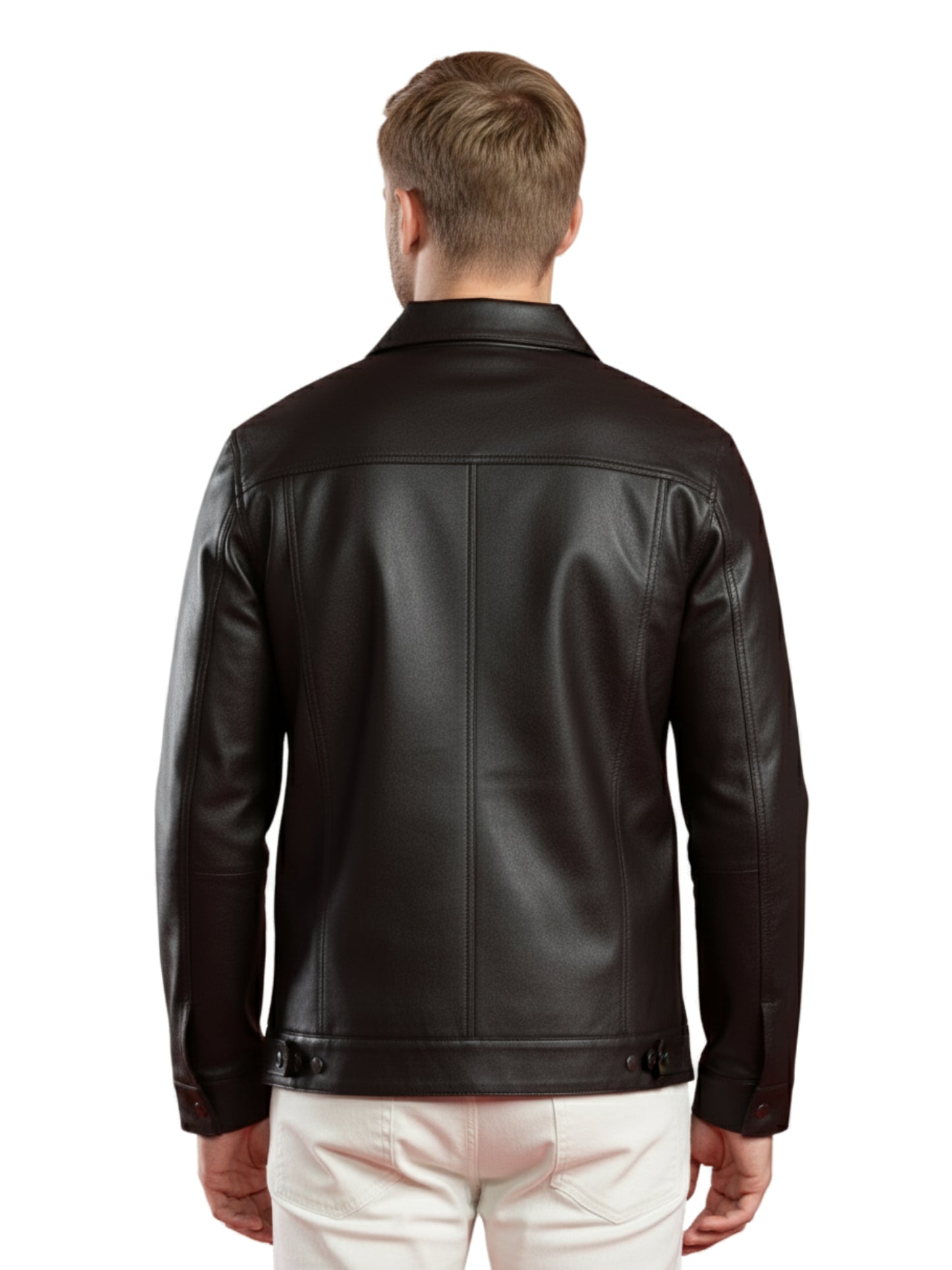 Leather Retail Coffee Faux Leather Jacket for Men's with Snap Button Closure ( LRAIM50CO )