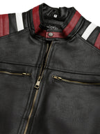 Leather Retail Men's Mixed Padded Solid Biker Jacket ( LRMPBL )