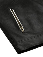 Leather Retail Men's Mixed Padded Solid Biker Jacket ( LRMPBL )