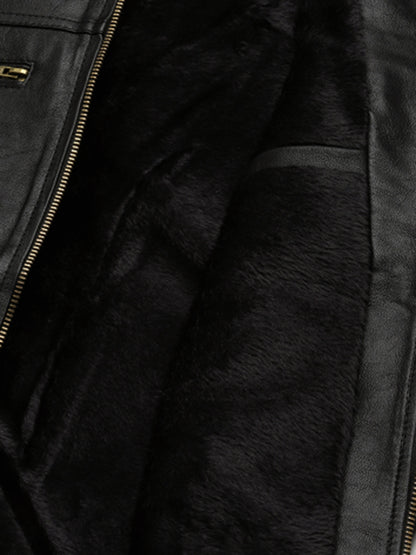 Leather Retail Men's Mixed Padded Solid Biker Jacket ( LRMPBL )