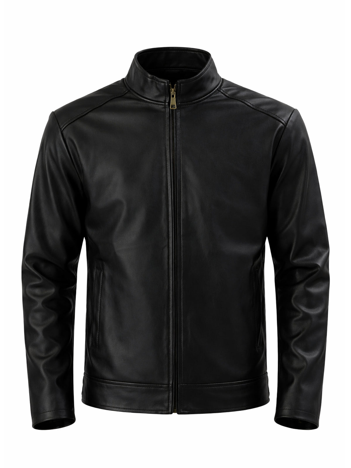 Leather Retail® Black Faux Leather Biker Jacket for Men's