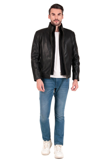 Leather Retail Pure Genuine Leather Biker Jacket ( LRPLM43BL )