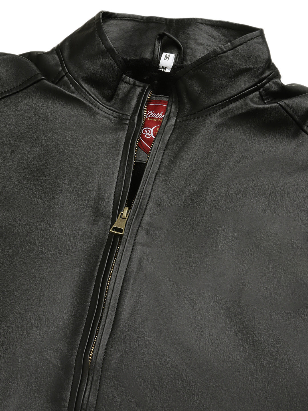 Leather Retail® Black Faux Leather Biker Jacket for Men's