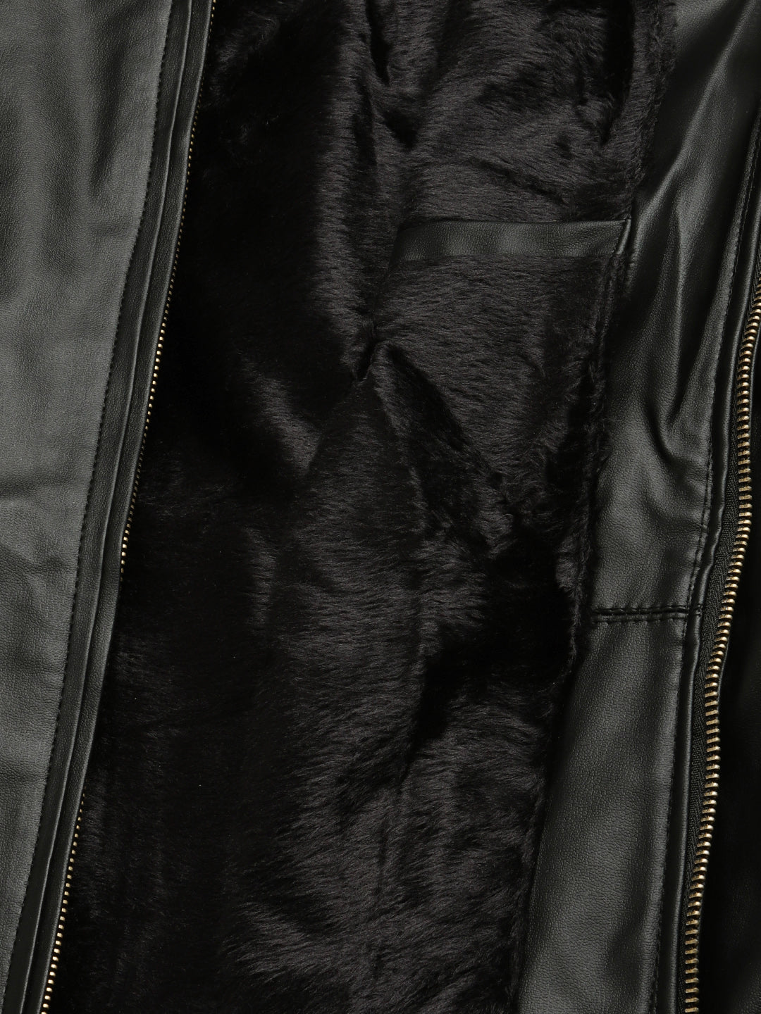 Leather Retail® Black Faux Leather Biker Jacket for Men's