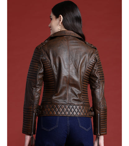 Leather Retail Female's Pure Genuine Leather Brown Jacket ( LRPLF16BR )