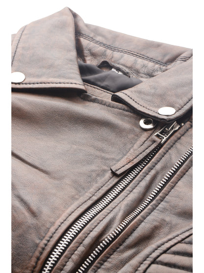 Leather Retail Female's Pure Genuine Leather Brown Jacket ( LRPLF16BR )