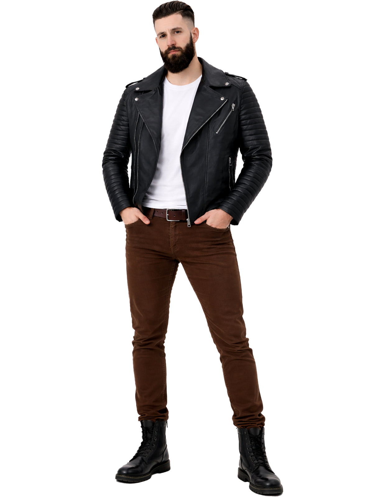 Leather Retail Genuine Leather Biker Jacket for Men's