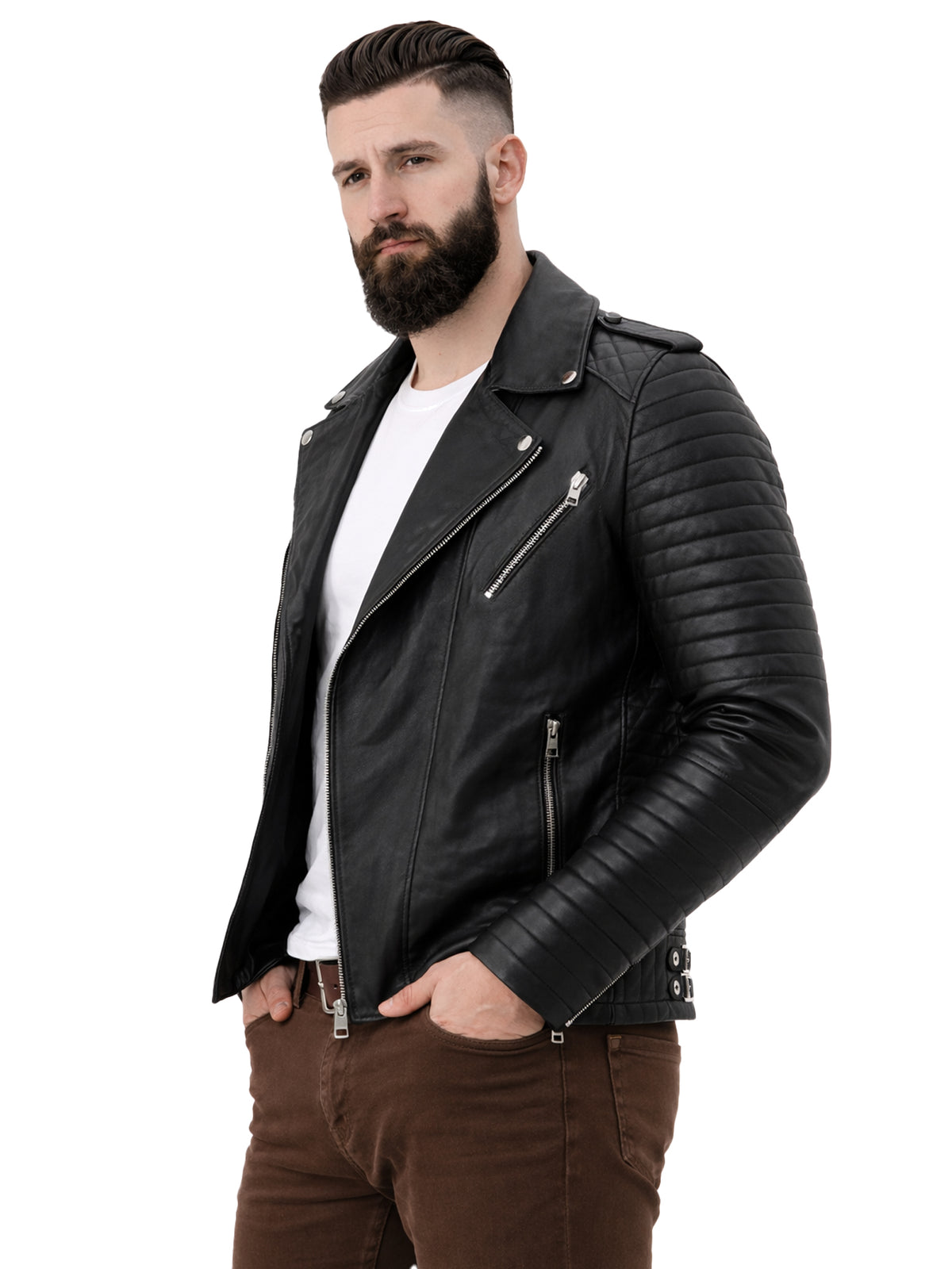 Leather Retail Genuine Leather Biker Jacket for Men's
