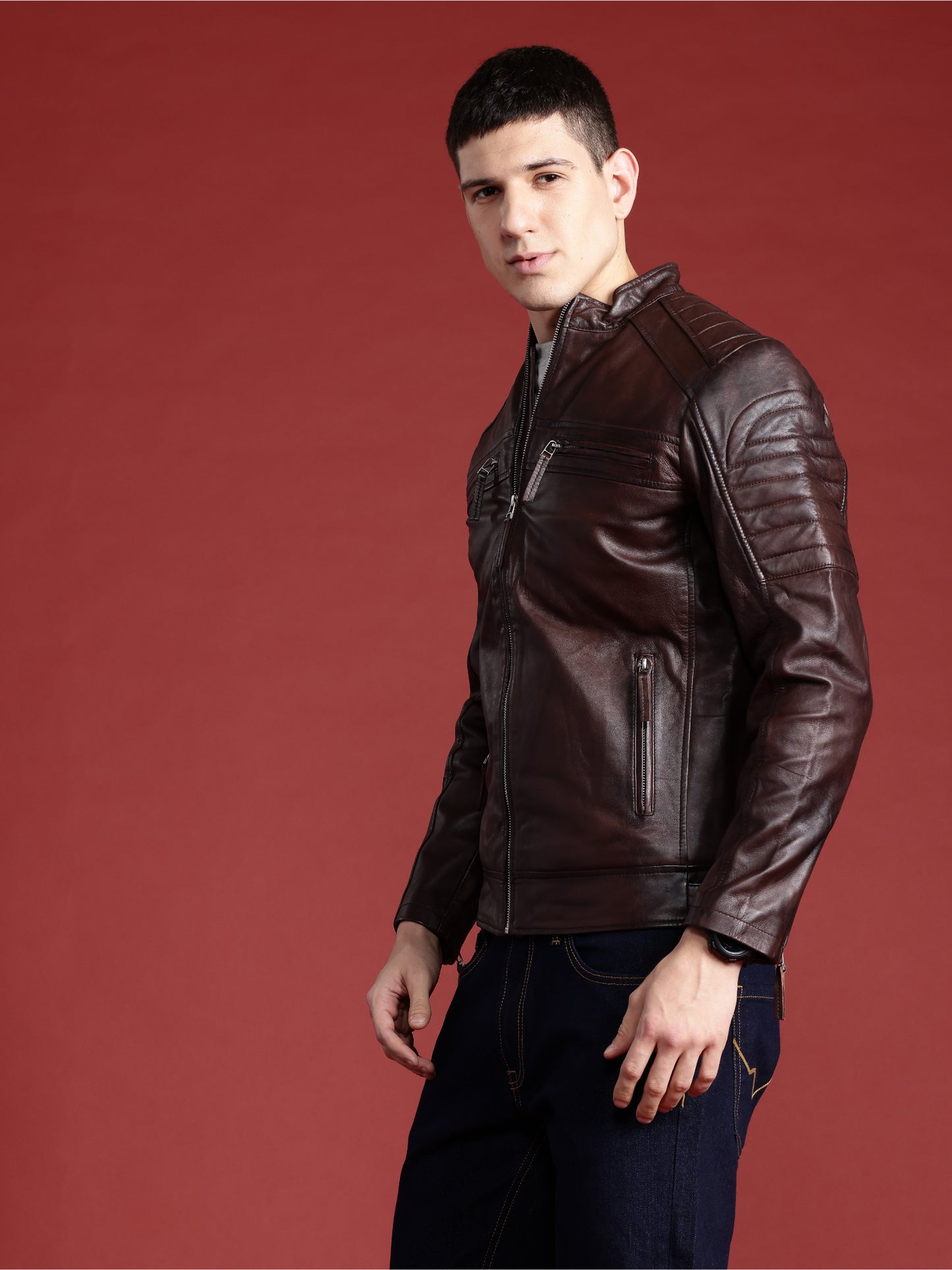 Leather Retail Genuine Leather Biker Jacket for Men's  (LRPLM41CO)