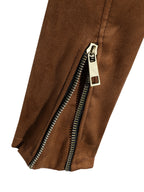 Leather Retail Boys' Brown Suede Faux Leather Stylish Jacket ( LRPRKSUDBRBR )
