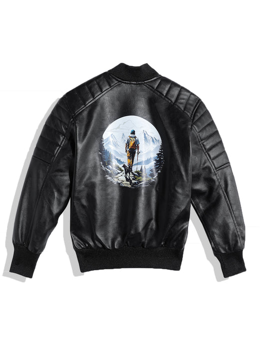 Leather Retail Kid's Faux Leather Regular Graphic Printed Jacket