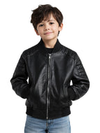 Leather Retail Kid's Faux Leather Regular Graphic Printed Jacket ( LRPRKDELBL )