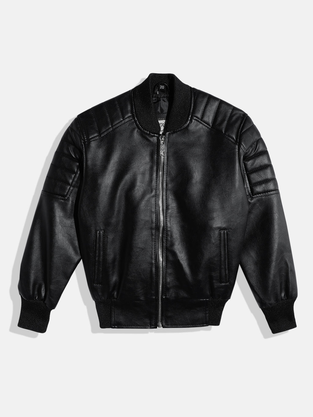 Leather Retail Kid's Faux Leather Regular Graphic Printed Jacket ( LRPRKDELBL )