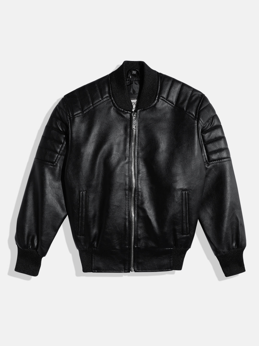 Leather Retail Kid's Faux Leather Regular Graphic Printed Jacket ( LRPRKDELBL )